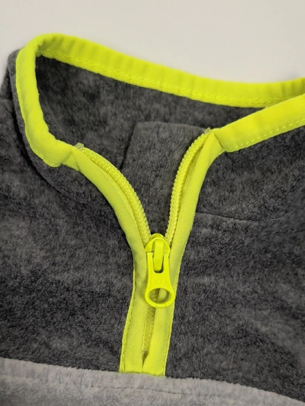 OshKosh B'gosh Charcoal & Light Gray Quarter-Zip with Neon Yellow Trim 12 Mos